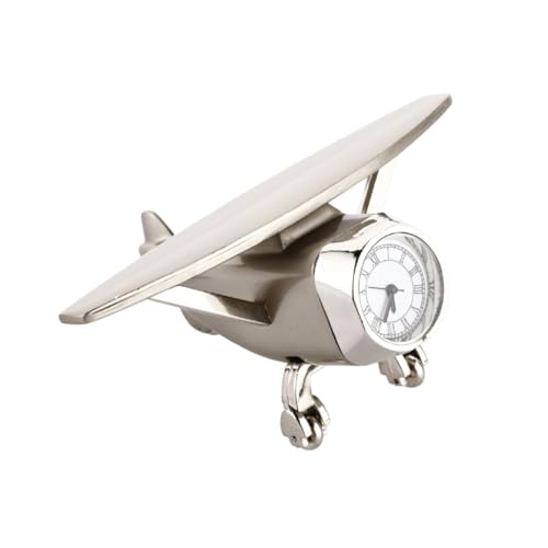 ZAHEPA Aeroplane Miniature Table Clock with Rotating Wheels, Stylish Analog Desk Clock & Paper Weight, Manual Adjustment, Easy Battery Replacement, Students, Vintage Decor for Home & Office