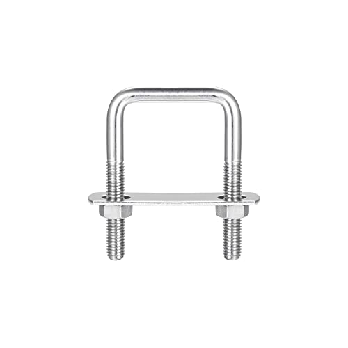 Image of uxcell Square U-Bolts, 2 Sets 42mm(1.65 inch) Inner Width 65mm Length M8 304 Stainless Steel U Clamp Bolt with Nuts and Plates, for Boat Trailer