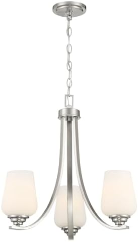 Minka Lavery 4923-84 Shyloh Chandelier, 3-Light, 180 Total Watts, 19.75-in H x 20-in W, Brushed Nickel