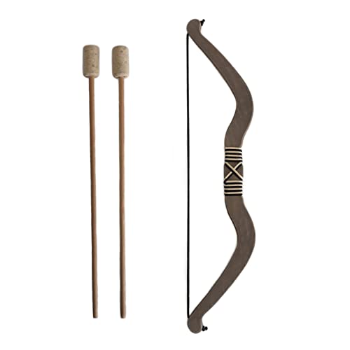 GERILEO Arc en Bois avec Flèches en Liège pour Enfants - Garçons et Filles - Jouet de Tir à l'arc - Jeu d'Extérieur, Accessoire de Déguisement, Carnaval, Halloween (Arc incurvé)