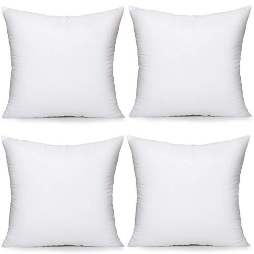 MoonRest 4 Pack Synthetic Down Square Pillow Insert Form Sham Stuffing, 100% Down