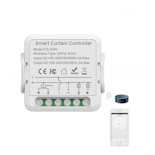Módulo de interruptor de cortina RF WiFi inteligente para persiana enrollable Motor eléctrico 433MHz Control remoto Función de sincronización Control de voz para Alexa Google Home Blanco (Zig-bee)