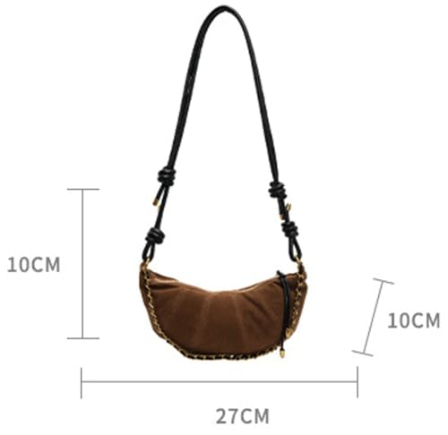 Slouchy Suede Shoulder Bags For Women - Retro Horn Crossbody Crescent Dumpling Satchels Purses Fall Handbag Travel 7