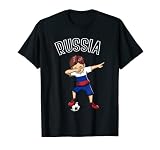 Dabbing Fußball Junge mit Russland Trikot Russia Kinder T-Shirt