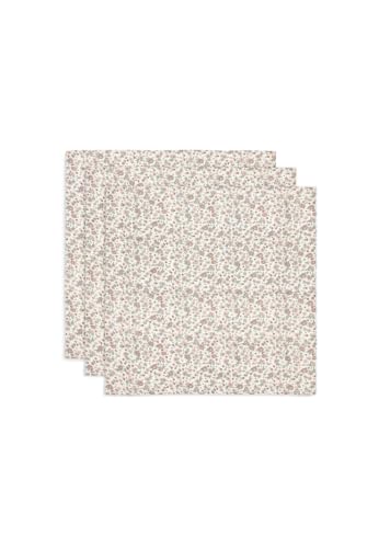 Jollein Musselin Tuch Baby - Retro Flowers - 3er Pack - 70x70cm - 100% Baumwolle - Spucktuch