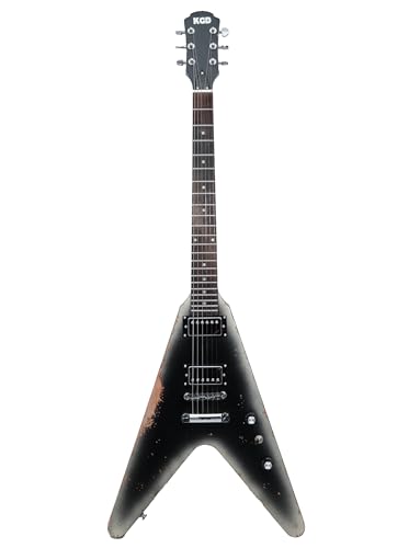 KGD Relic V Electric Guitar Mahogany Body and Neck Rosewood Fingerboard Bone Nut 6-String Relic Heavy Metal Guitar Professional/Electric Guitars for Adults