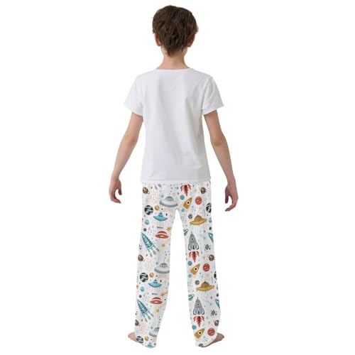 ZZXXB Universe Airship Rocket Boys Long Pants Soft Trousers Elastic Waist Kids Lounge Bottoms with Pockets S-XL3