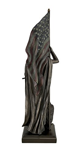 Estatua Veronese Design Dama Libertad Bronce con Bandera miniatura 3