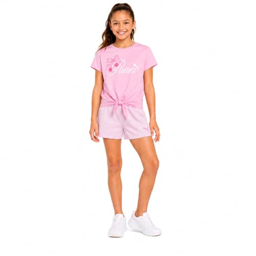 Image of PUMA Girls Athletic Shorts Set - 2 Piece Active Performance TShirt and Gym Bike Kids Shorts Girls Activewear Set (7-14)
