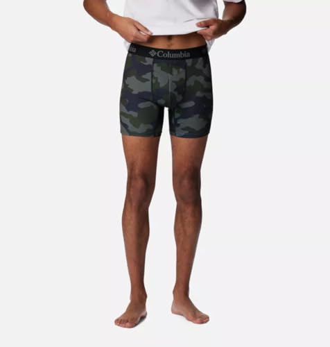 Columbia Men's Printed Polyester Stretch Solid Boxer Brief 3 Pair, Camo/Black/Green, X-Large2