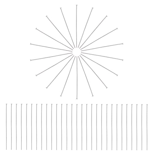 PH PandaHall 304 Stainless Steel 2 inch Head Pins, 600pcs Flat Head Pins Metal Jewelry Making Pins 0.7mm(21 Guage) Beading Pin for DIY Charm Earrings Braceles Necklaces Crafts Jewelry Making