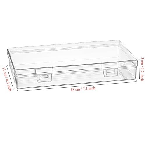 Image of Goodma 6 Pieces Rectangular Empty Mini Clear Plastic Organizer Box | 180 x 110 x 30 mm, Hinged Lids, For Small Items, Craft Projects