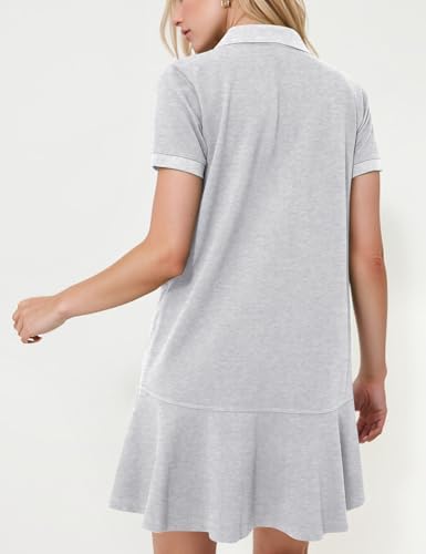 Image of Kissonic Women's Polo Dress Short Sleeve V Neck Ruffle Hem Casual Summer Golf Tennis Mini Shirt Dresses