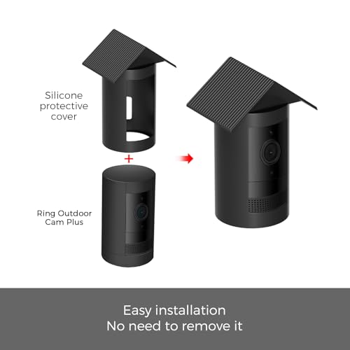 honecumi Ring Outdoor Cam Plus 2025 siliconen hoes – weerbestendige cover met zonneklep, uv-bestendig en stofdicht, anti-glare camerabeschermhoes voor Ring Outdoor Cam Plus Battery, zwart - Afbeelding 6