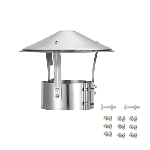 Fumaiolo Comignolo Canna Fumaria Camino Cappello, Terminale Canna Fumaria Antivento E Antipioggia, Cappello Uscita Fumi Antipioggia Base Tonda, Cappa In Acciaio Inox(130 mm(5.118 in))