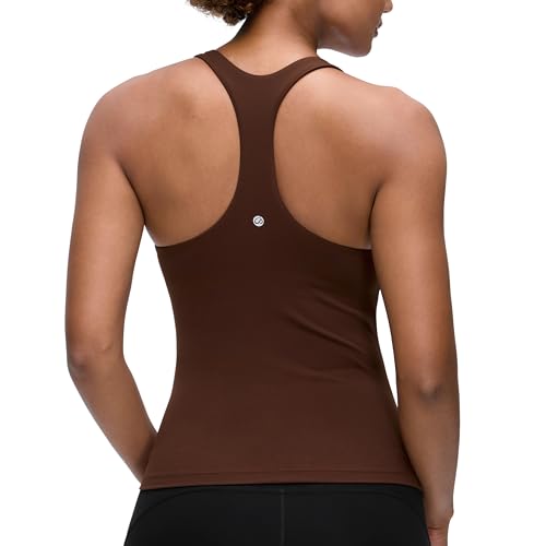 CRZ YOGA Butterluxe Workout Racerback Tank Tops for Women - Padded Athletic Spandex Yoga Shirts with Built in Bra Lava Brown XX-Small by CRZ YOGA - Used condition - US$17.58