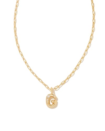 Kendra Scott Crystal Letter G Short Pendant Necklace 14k Gold-Plated Brass Fashion Jewelry for Women