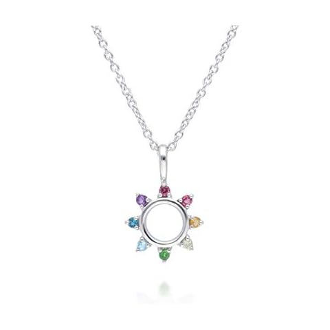 Rainbow Sunburst Necklace in 925 Sterling Silver Cover