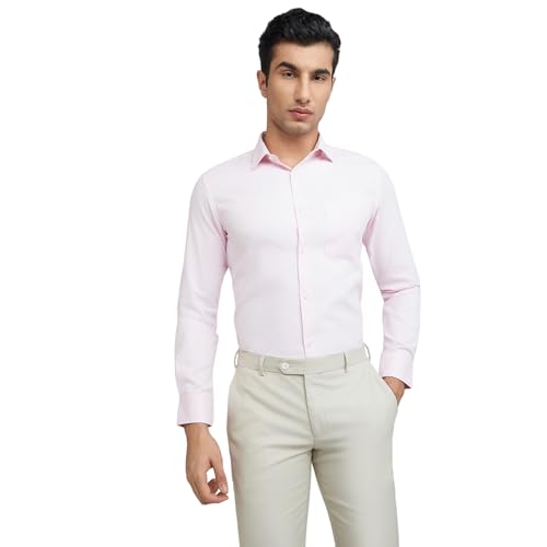 Image of Park Avenue Men Cotton blend Slim Fit Structure Pattern Semi Cutaway Collar Formal Shirt