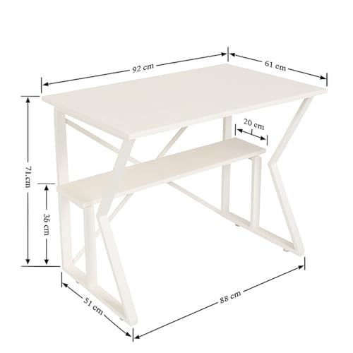 Image of Amazon Brand - Solimo Bonny Desk | DIY Study Table | Laptop Desk for Home & Office | Multipurpose K-Leg Table for Students, Work from Home, Study & Writing, White - DIY.