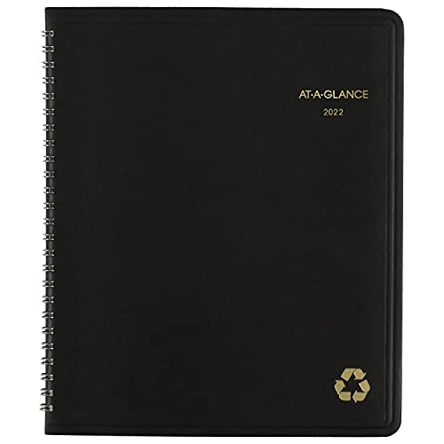 2022 Monthly Planner by AT-A-GLANCE, 7 x 8-3 4 , Medium, Wirebound, Recycled, Black (70120G05)