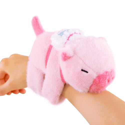 MEZHEN Capybara Pulsera Peluche Slap Bracelets Capybara Rosa Pulsera de Bofetadas de Animales Navidad Fiestas de Cumpleaños Pascua