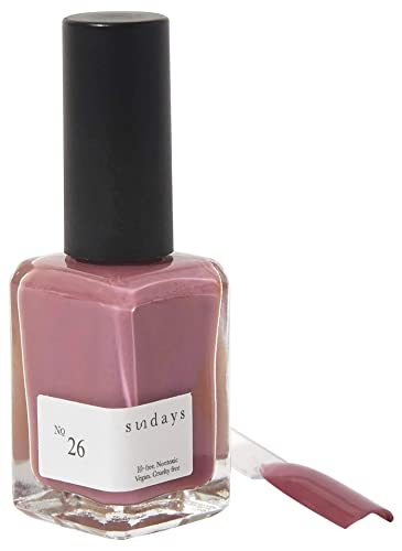 Sundays Non-Toxic Nail Polish, Glossy Shine Finish. No.26: Mauve, Long Lasting, Vegan & Cruelty-Free, 1.7 oz