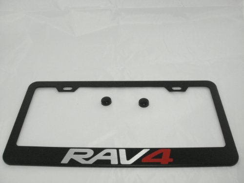 Fit Toyota RAV4 Matt Black License Plate Frame with Caps - //coolthings.us