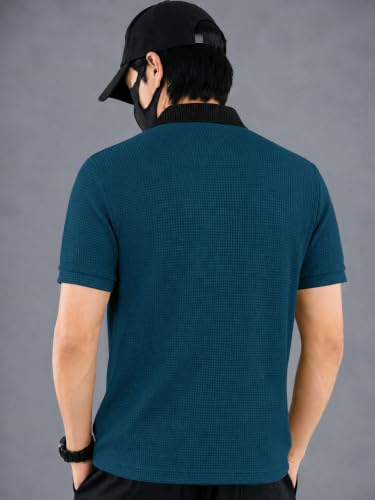 Image of EYEBOGLER Premium Textured Self-Design Half Sleeve Collar Polo T-Shirt for Men || Packs Also Available