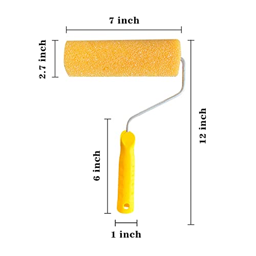 TICSER 7inch imported quality Texture paint Roller with Handle for Wall Decor (YELLOW)