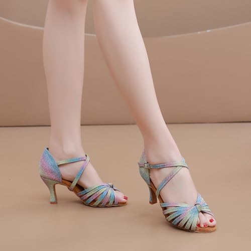 SWDZM Womens Latin Salsa Dance Heels for Women Comfortable Ballroom Dance Practice Shoes3