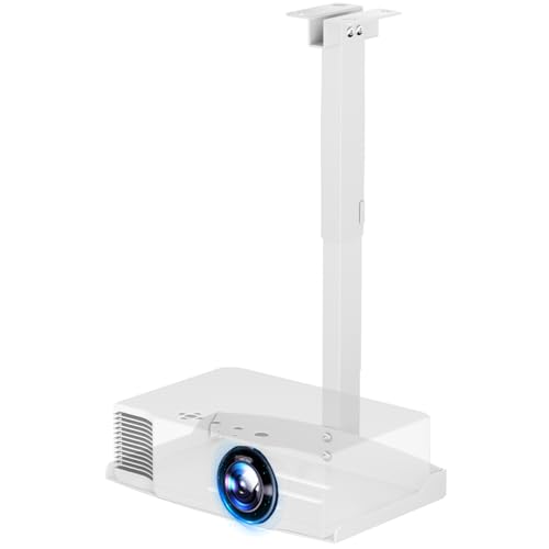 Image of PUTORSEN Adjustable Projector Ceiling Mount,Universal Projector Shelf for Ceiling and Wall, Holds up to 22lbs,No Hole Installation, Hidden Cable Routing, White
