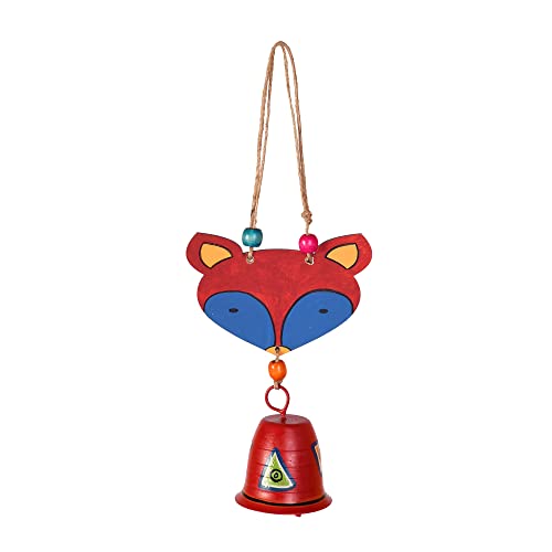 Image of Aakriti Art Creations Foxy Red Wind Chime | Handmade Modern Art Wooden & Metal Wind Chime | Matte Decorative Wind Chimes for Balcony, Garden, Living Room & Gifting