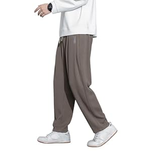 [foveitaa] メンズ ズボン ロングパンツ リラックスパンツ ワイドパンツ ガウチョパンツ 大きい サイズ ゆったり シンプル オシャレ スウェット ユニセックス ウエストゴム 人気 無地 ボトムス 春秋用coffee-M" 