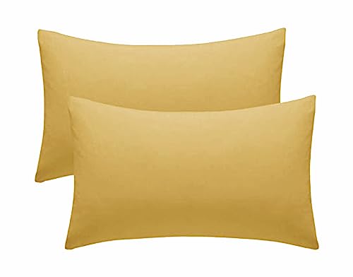 Pillow Cases 2 Pack Ochre, 100% Brushed Microfibre UK-Standard Size 50x75cm Envelope Closure Pillowcase