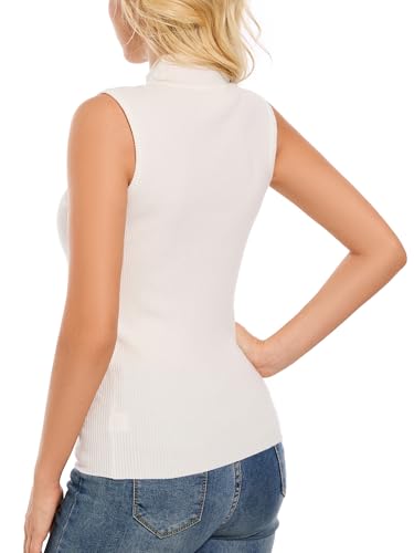 Women's Sleeveless Mock Neck Turtleneck Sweater Tops Ribbed Knit Vest Trendy Casual Slim Fitted Tank Tops2