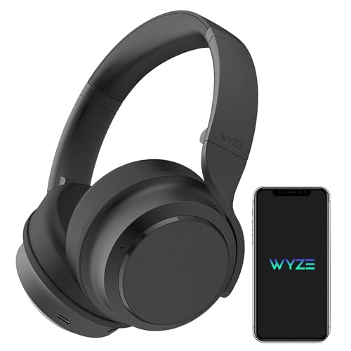 Wyze Headphones Noise Cancelling Wireless Over Ear Bluetooth Headphones with Mic Alexa Built-in HiFi Sound Transparency Mode for Travel Home Office Custom EQ via Wyze App