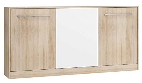 BB Loisir Armoire Lit escamotable Horizontal 90x200 cm Sonoma Blanc Lit Rabattable Lit Mural Roddy