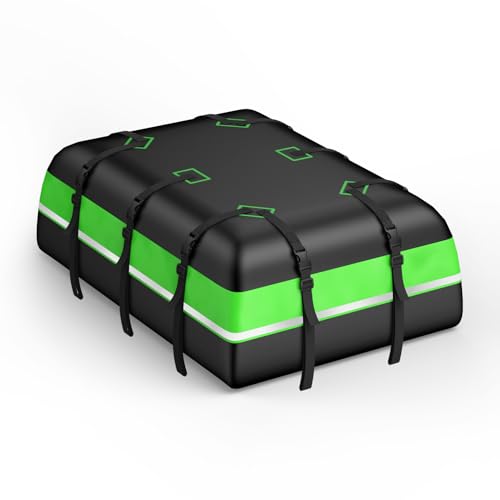 Cofre de Techo Plegable para Coche de 595 L, con certificación IP65 de impermeabilidad - Tejido Oxford 1000 D + 6 Correas/2 Cierres antirrobo, Incluye Alfombrilla Antideslizante y Bolsa organizadora.