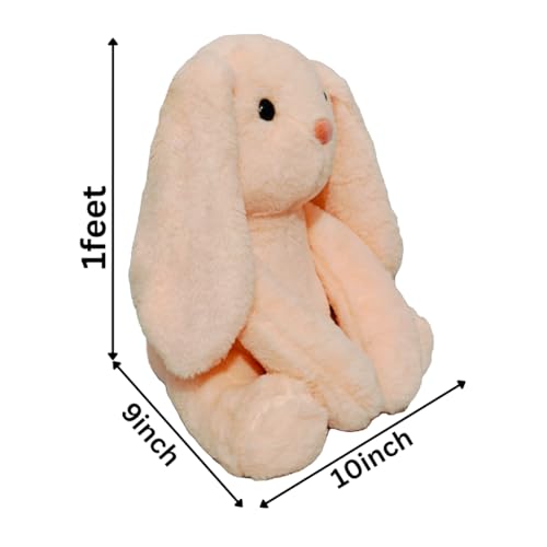 Image of AUDBOT Peach Bunny Soft Toy -35cm | Long Ears Rabbit Fluffy Toy | Teddy Bear Gift for Girlfriend | Kids Toys for 2-5 Years | Plushie Stuffed Animal for Baby Girls
