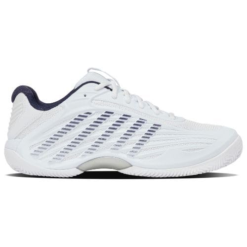 K-Swiss Hypercourt Express 3 Clay para hombre, blanco/azul oscuro/plateado, 12.5