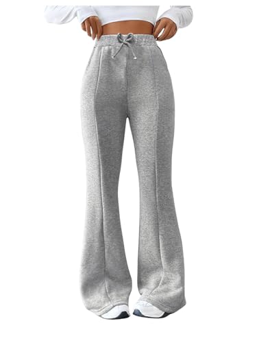 Girl's Drawstring High Waisted Flare Pants Thermal Bell Bottoms Sweatpants