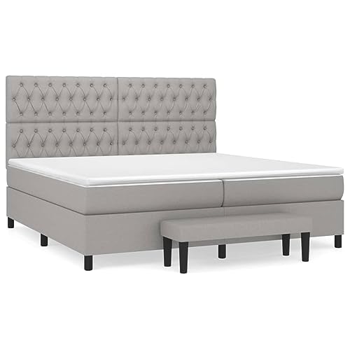 Ziaphsol Boxspringbett mit Matratze, Hellgrau 200x200 cm, Stoffbezug, Komfortables Schlafzimmer Möbel Set, inklusive Bank, für erholsamen Schlaf – Bild 4