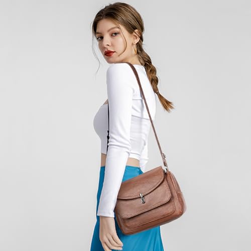 SENDEFN Crossbody Bags for Women, Soft Leather Crossbody Handbags Purses with Zipper Closure2