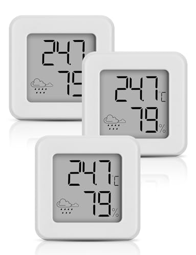 Mini Igrometro Termometro per interni, monitor della temperatura ambiente e misuratore di umidità Misuratore di temperatura e umidità, termometro d'atmosfera (bianco-3 pezzi)