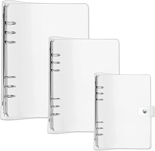 Classeurs à Anneaux, 3Pcs Classeur en PVC Souple, Transparent Classeur à Anneaux Personnalisable, Couverture de Cahier, Classeur à Feuilles Mobiles avec 6 Anneau(A5 A6 A7) Cover