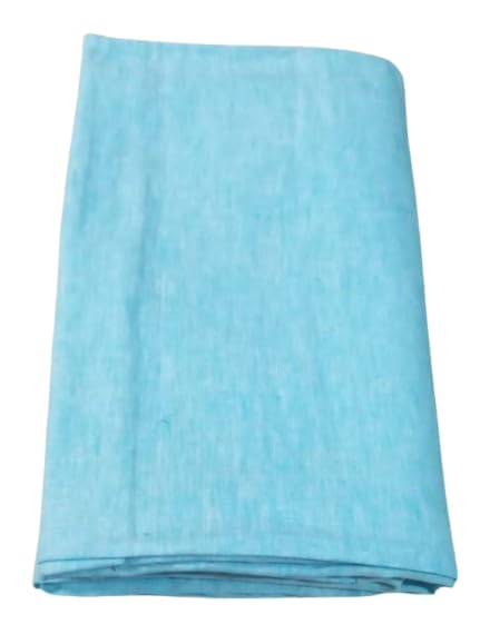 COTTON PLAIN LINEN UNSTITCHED FABRIC FOR MEN & WOMEN BOTH Shirt,Kurta,TOP(Width-56 inch,Length -1.70 Meter)Less Wrinkles, All Weather Soft Fabric,FREE_SIZE,Light Weight, Light Ferozi 1.70 meter-image-20