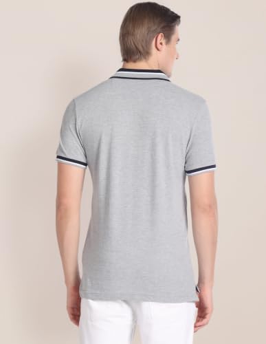 Image of U.S. POLO ASSN. Slim Fit Cotton Polo T Shirt for Men - Breathable, Half Sleeves Mens Tshirt - L, Grey