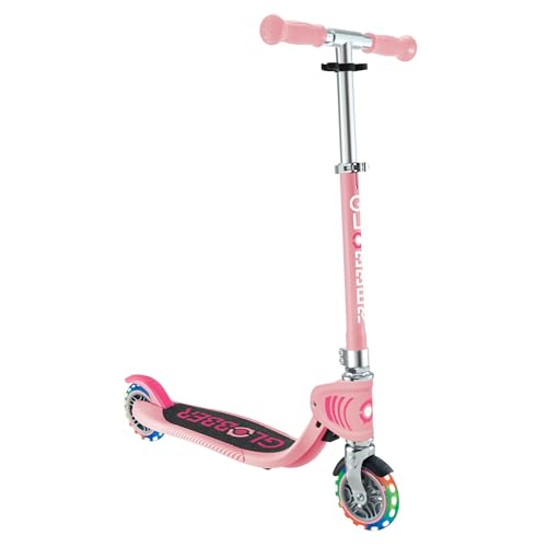 Globber - Flow Foldable Junior Lights - Patinete Plegable de 2 Ruedas con Manillar Ajustable y Ruedas Luminosas, Desde los 3 años, para niños Principiantes