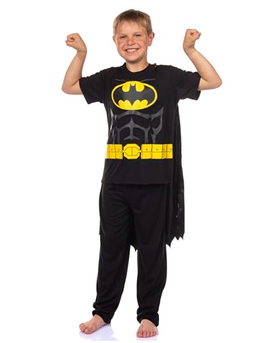 DC Comics Batman Pajamas Boys Short Sleeve Shirt And Pant Set With Detachable Cape PJs2